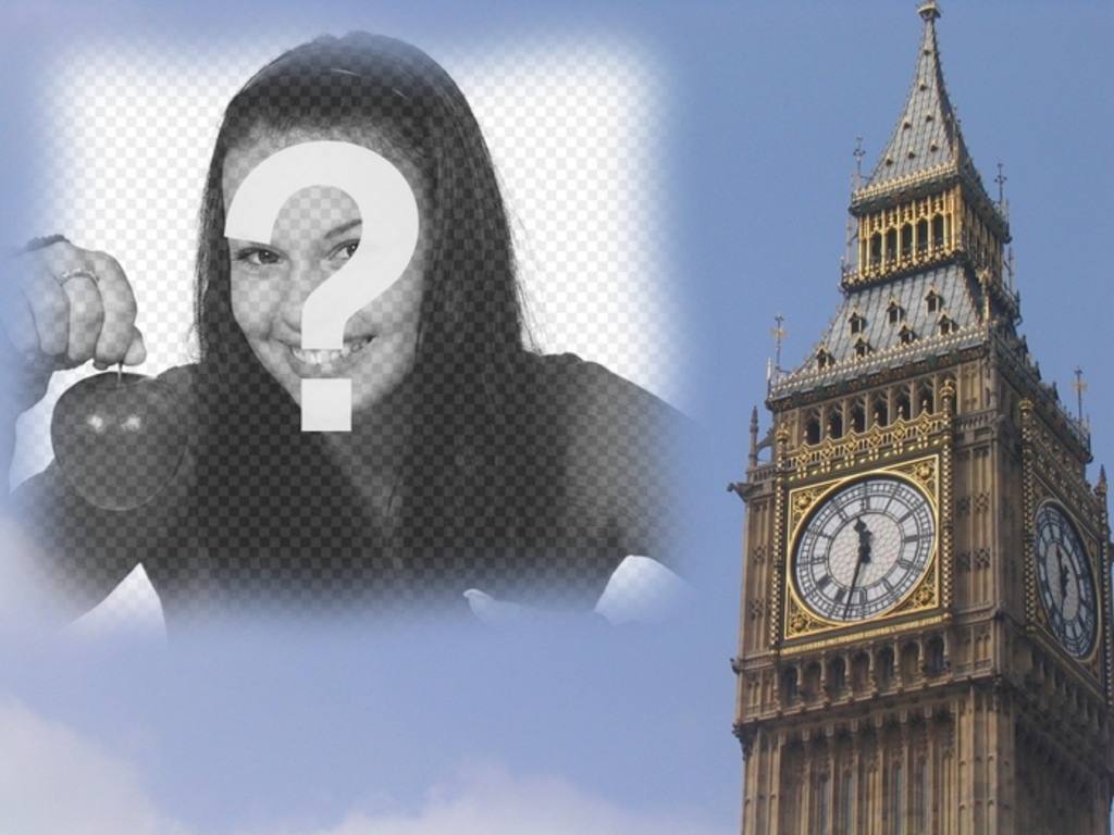 Fotomontage, um eine Postkarte mit dem Big Ben in London, mit Ihrem Foto personalisiert. Professionelle Verarbeitung und einfache Bearbeitung über diese..