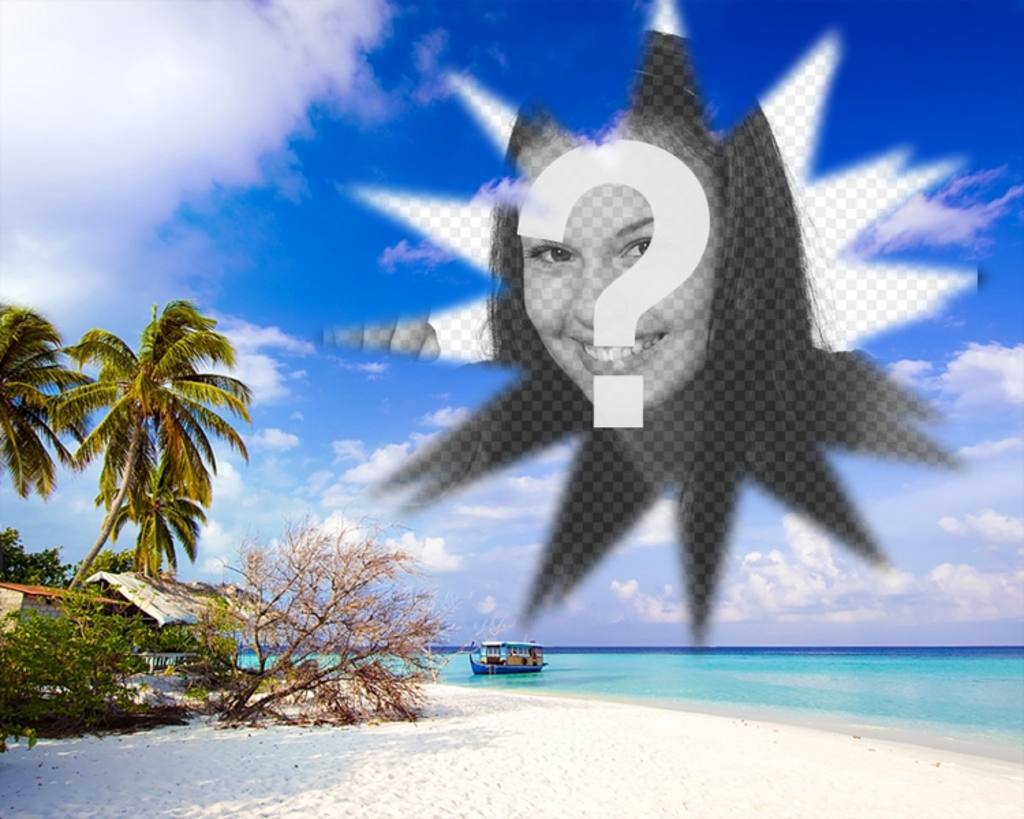 Enthält ein Bild in dieser scheinbar idyllischen Karibik, wo wir sehen, gerahmt, unter einem blauen Himmel mit weißen Wolken aus feinen Sandstrand, an dem es eine Notunterkunft unter verschiedenen Bäumen, Sträuchern und Palmen. In Wasser, sehr ruhig, türkisblau, die flach..