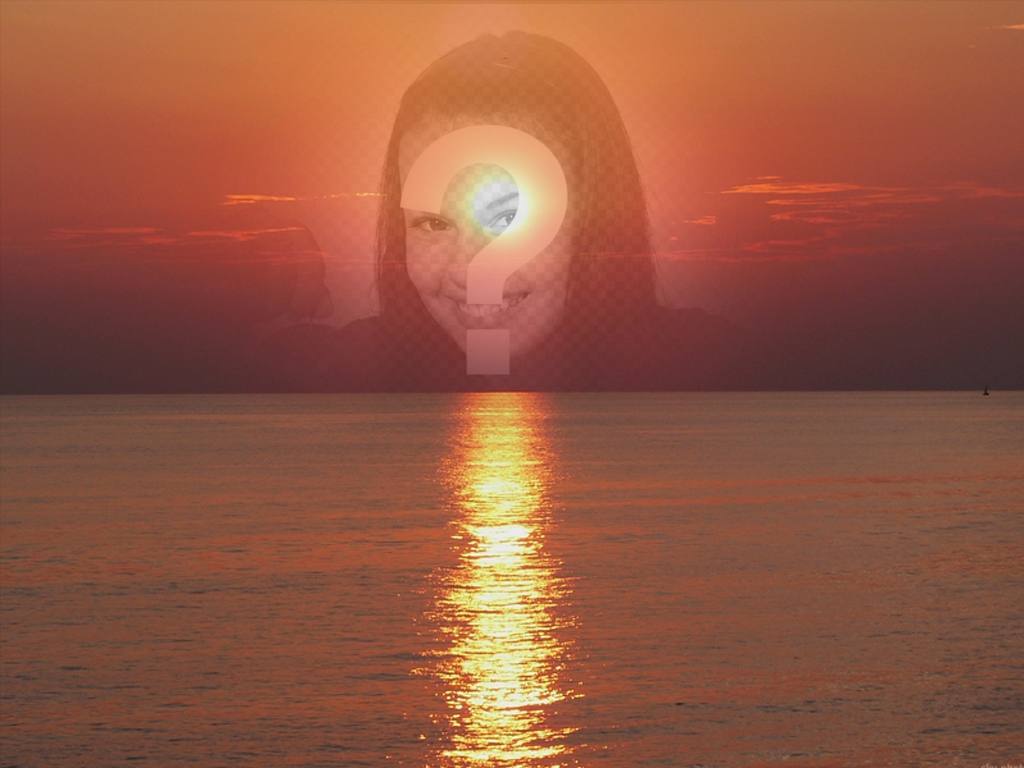 Foto-Collage eines Sonnenuntergangs, in den Farben rot, mit einer Schnittfläche oder einem Foto. Dies scheint in der Transparenz, wobei der Schwerpunkt auf das..