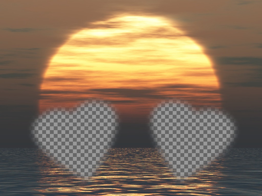 Anpassbare Karte mit zwei Fotos mit einem Sonnenuntergang und den Meeresboden in..