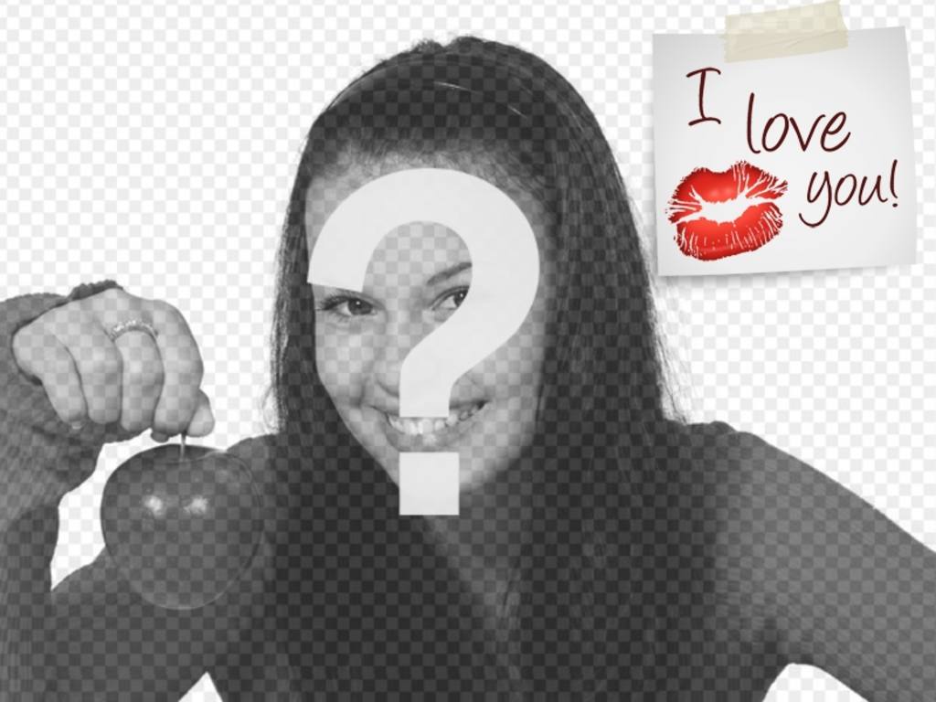 Setzen Sie einen postit I LOVE YOU mit einem Kuss auf das Bild, perfekt für Valentine..
