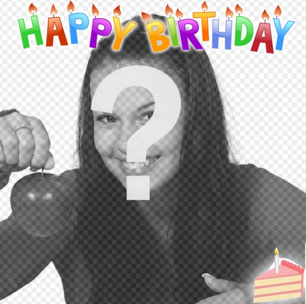 Geburtstagskarte, um das Foto in den Hintergrund zu stellen. Farbige Buchstaben, Kerzen und ein..