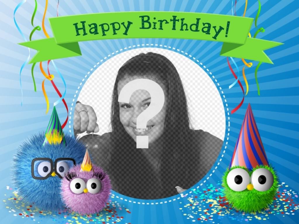 Geburtstagskarte mit Monster in einer Partei ..