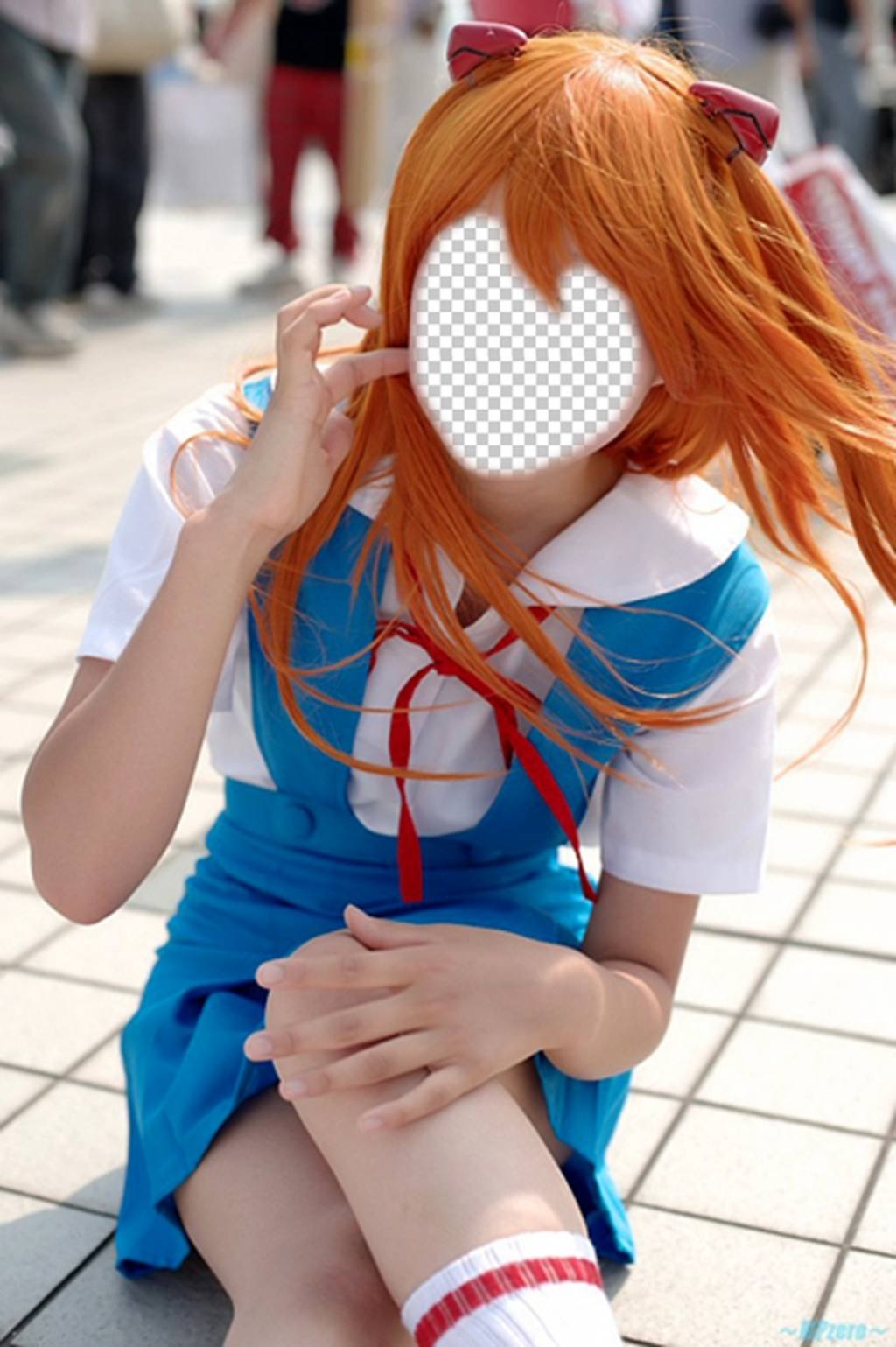 Fotomontage eines Cosplay Mädchen als Manga-Zeichnungen gekleidet ..