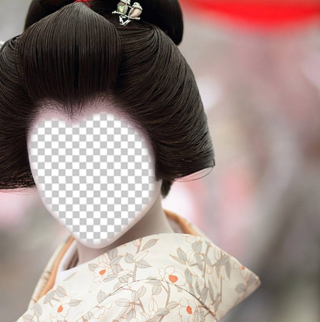 Fotomontage der japanischen Geisha Gesicht online hinzufügen ..