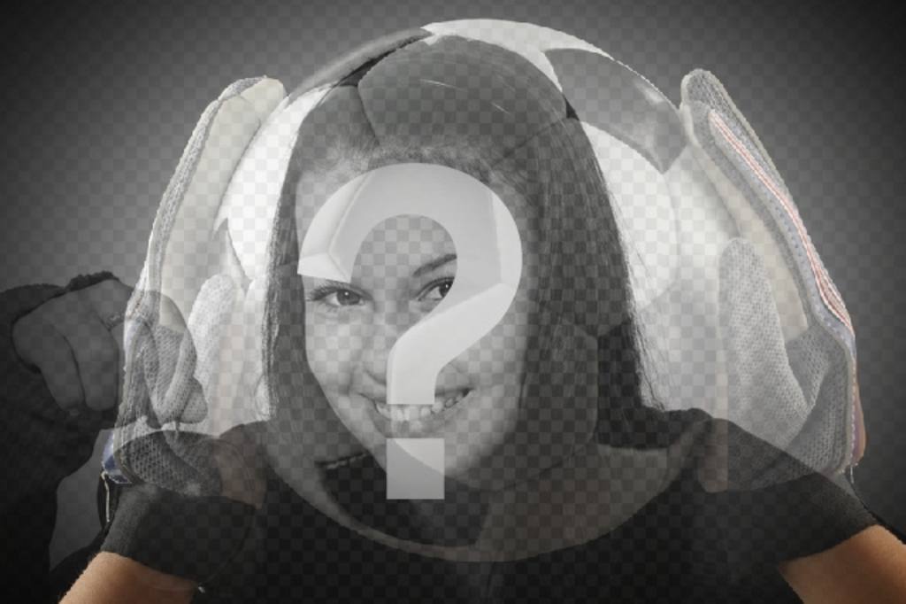 Fügen Sie einen Fußball-Ball durch einen Torhüter mit Handschuhen, um Ihre Bilder..