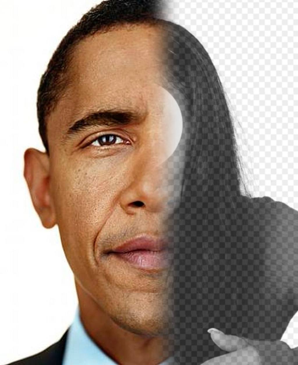 Erstellen Sie eine Fotomontage mit dem Gesicht von Präsident Obama mit der Hälfte Ihres Gesicht..