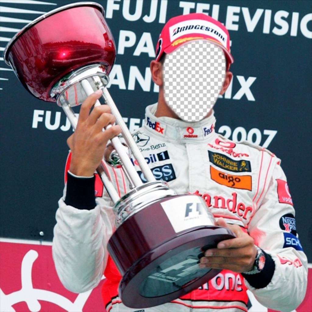 Fotomontage zu setzen ein Gesicht auf dem F1-Champion Lewis Hamilton Ihren Körper von F1 Pilot ändern ..