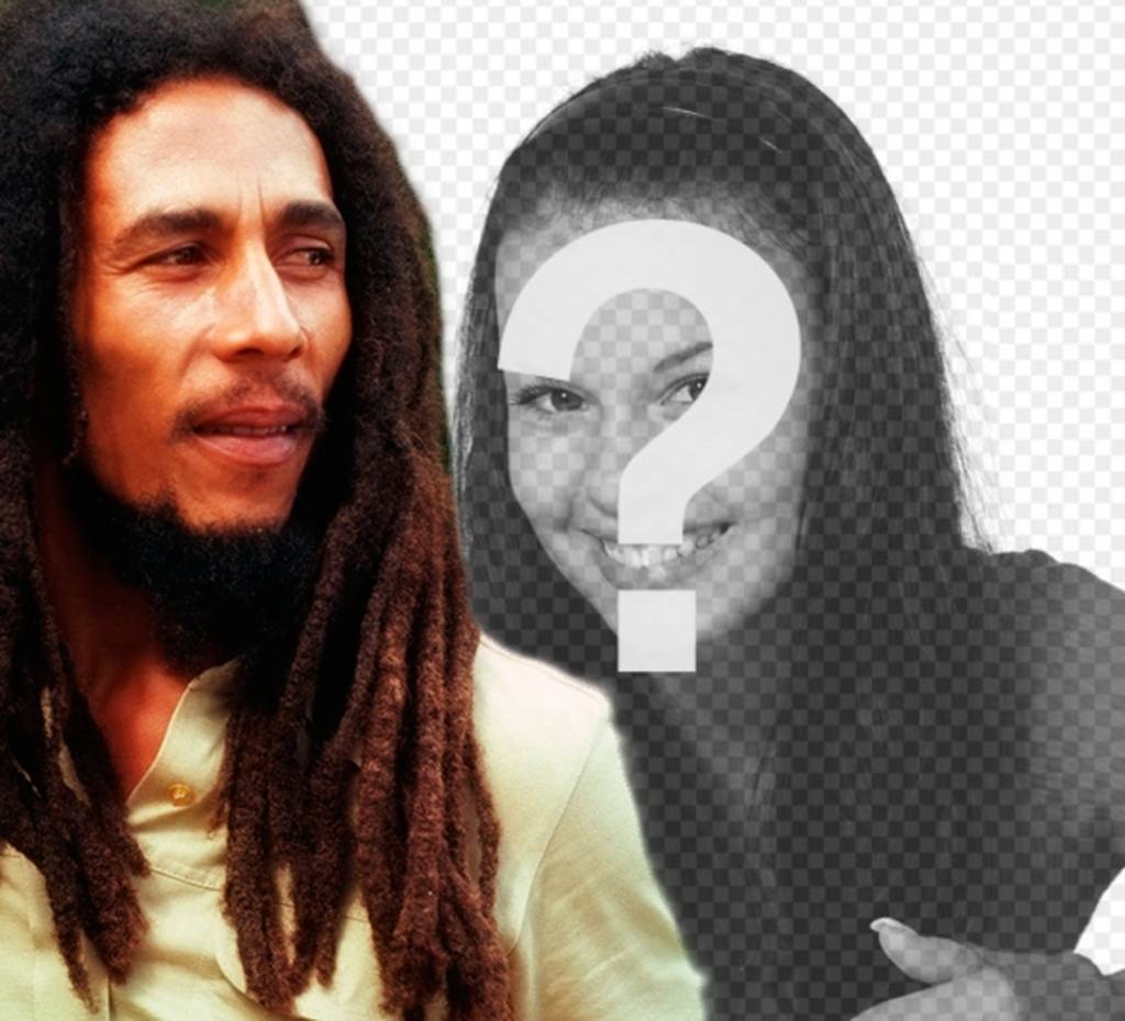 Erstellen Sie eine Fotomontage mit Bob Marley von Ihrer Seite Laden eines Bildes Online Zugabe ein Satz..
