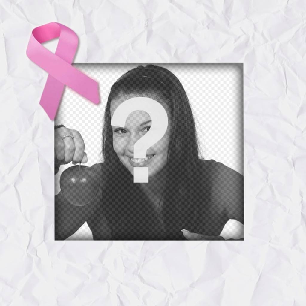 Fotorahmen unterstützen den Kampf gegen Krebs mit weißen strukturiertes Papier und einer rosa Schleife um Ihre digitalen Fotos..