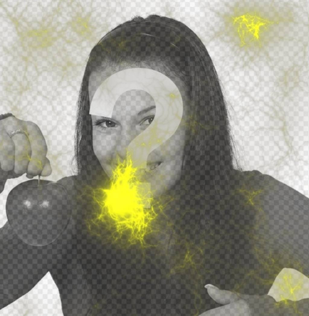 Seltsam Foto mit gelben Lichtern oder Neuronen ray aus, die auf Fotos setzen und bearbeiten Sie sie..