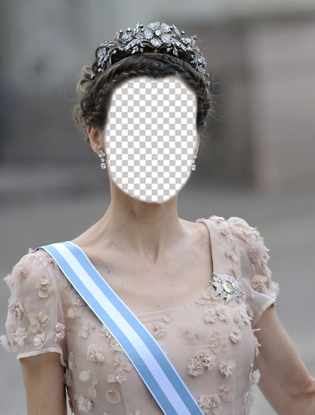 Fotomontage der Prinzessin Letizia mit einer großen Krone Ihr Foto einfügen ..
