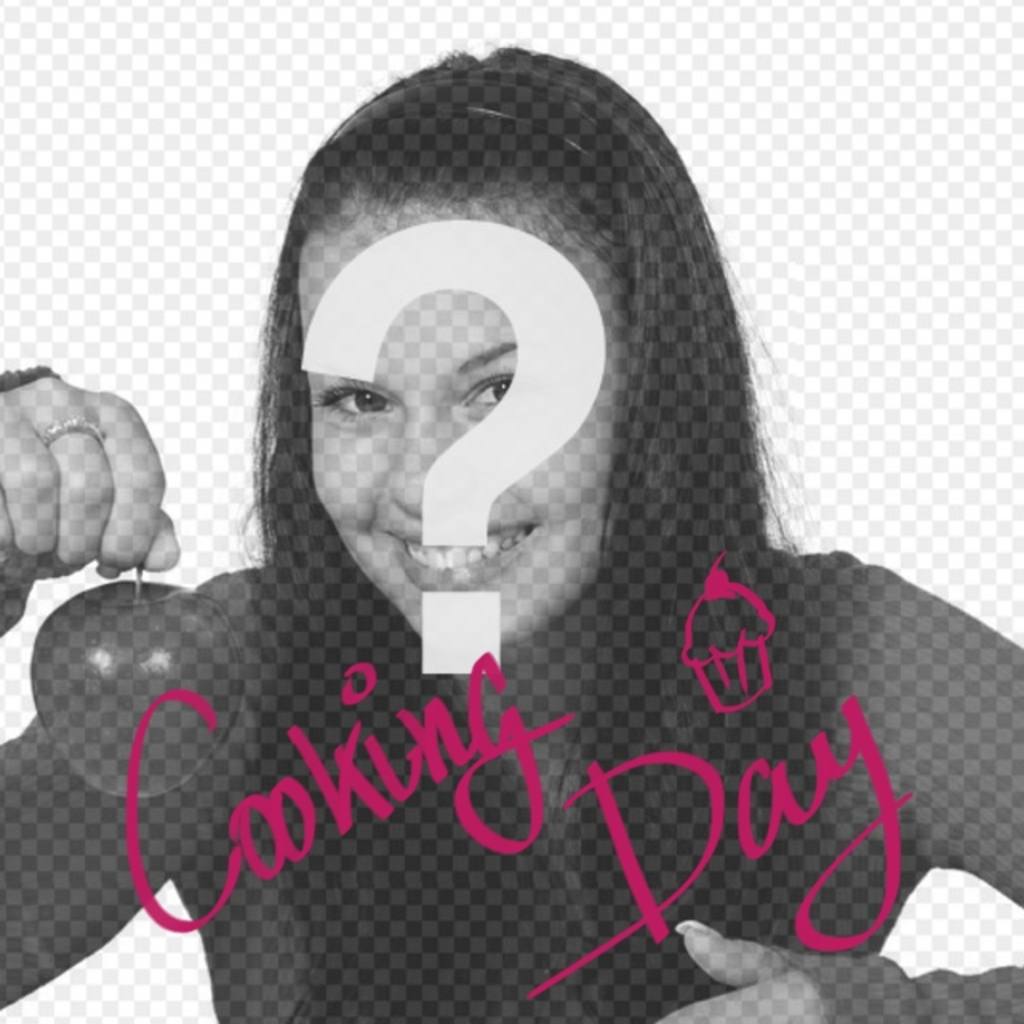 Erstellen Sie eine Collage mit handschriftlichen rosa Text auf Ihr Foto und dekorieren Ihre Küche..