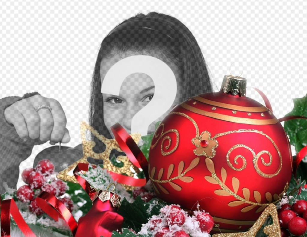 Dekorieren Sie Ihre Bilder online mit einem großen roten Ball von Weihnachten ..