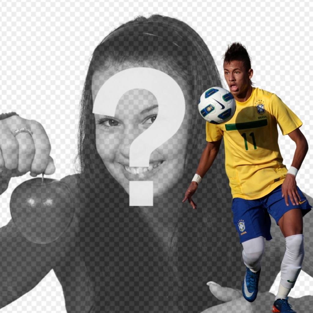 Fotomontage, in dem Sie ein Foto neben Neymar Junior mit Brasilien Hemd..