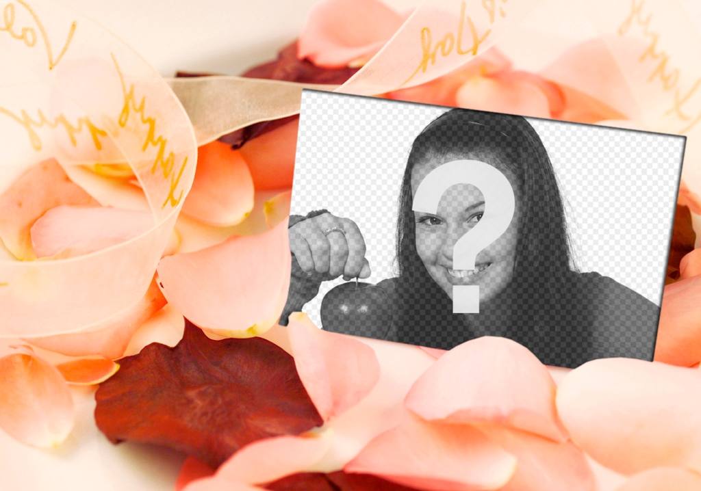 Liebe Foto-Effekt, um ein Bild auf einer Postkarte unter Rosenblättern setzen. Sehr..