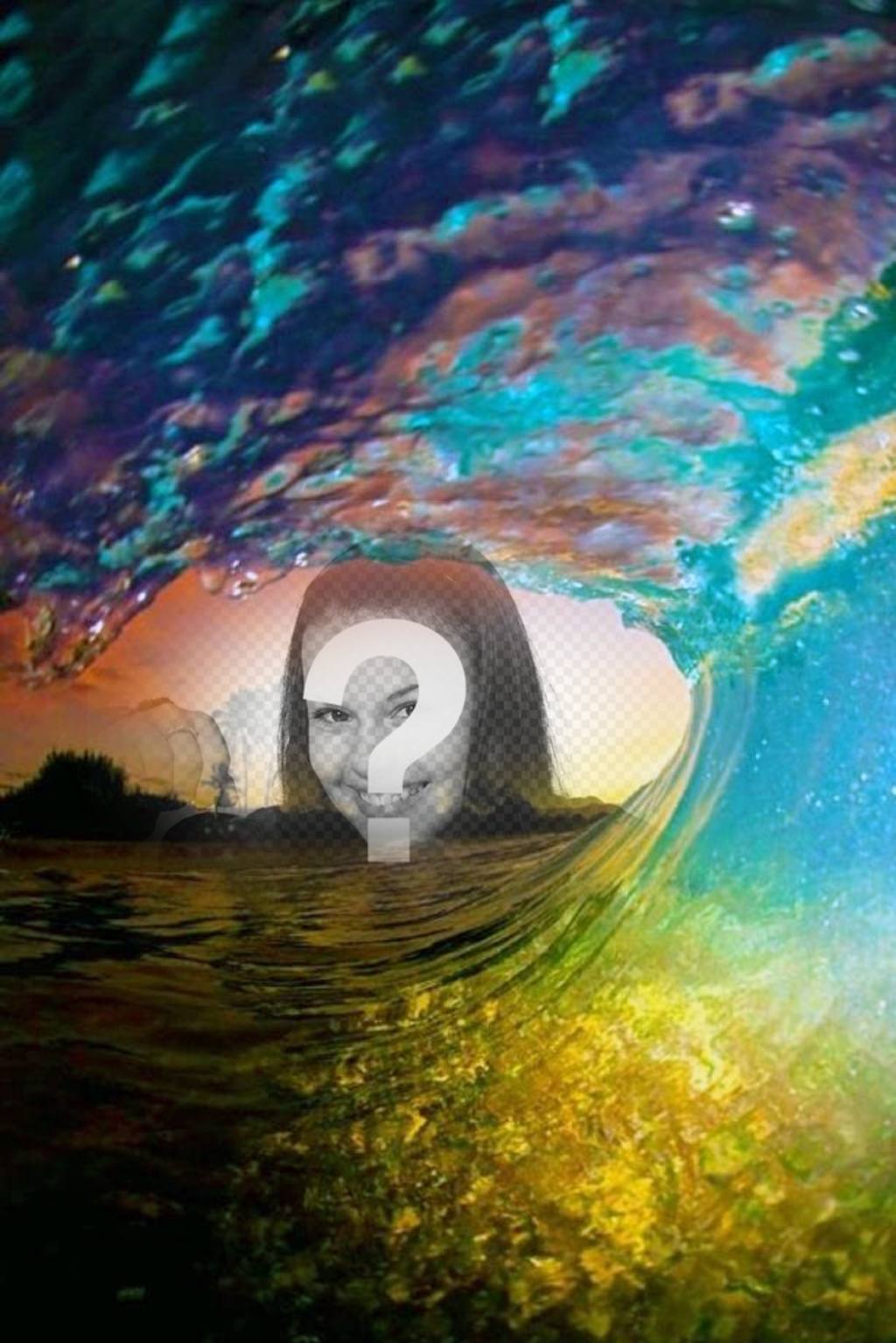 Collage setzen ein Bild in der Mitte einer Welle. ..
