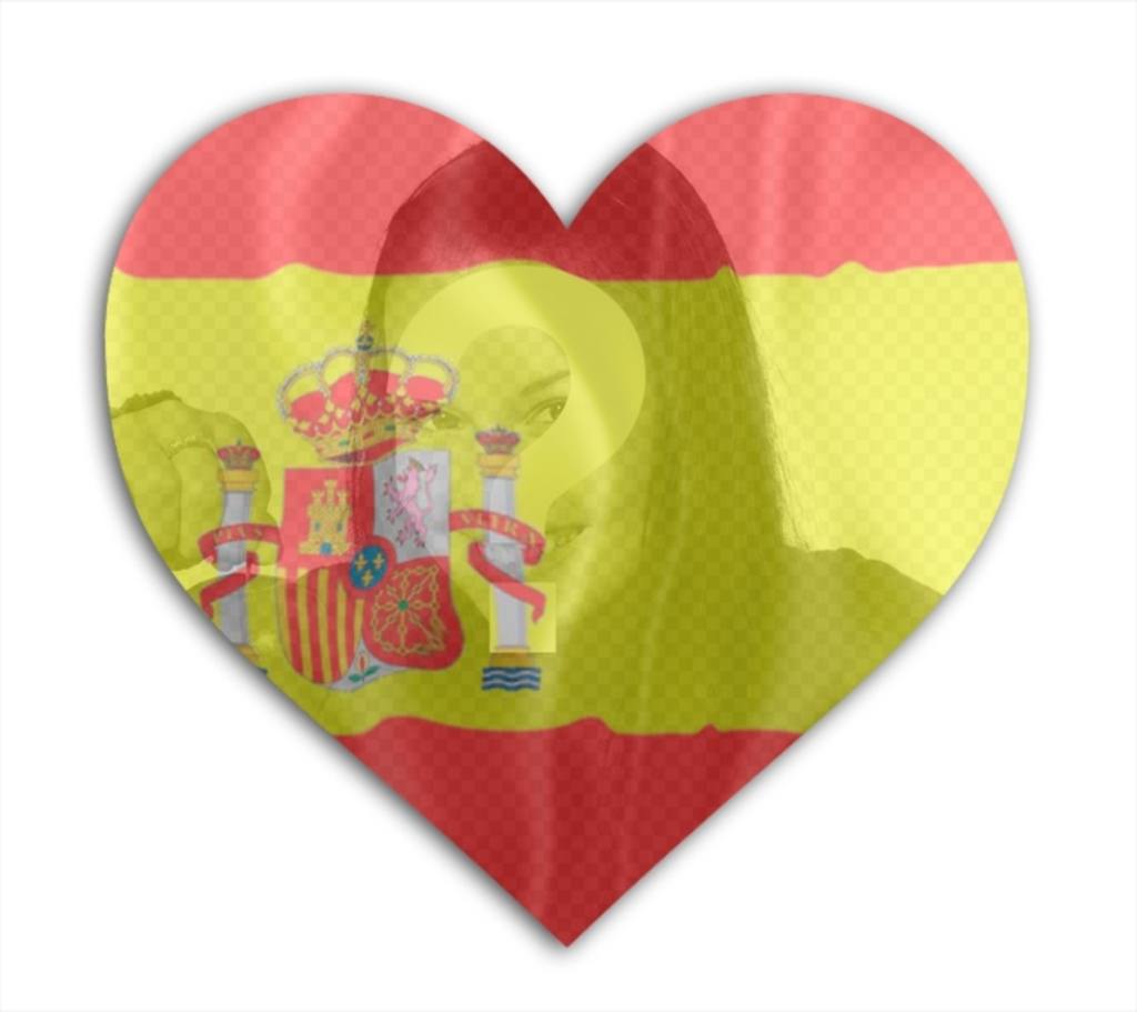Foto Wirkung der Flagge Spaniens in Herzform für Profilbild, auf dem Sie Ihr Foto im Hintergrund..
