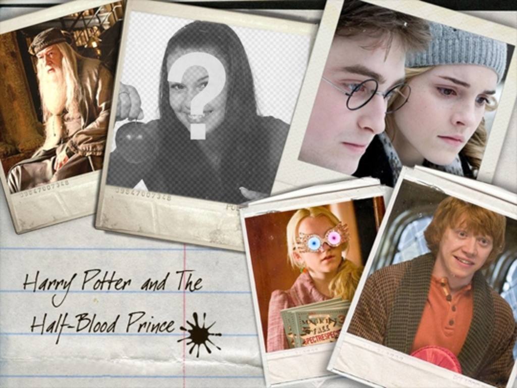 Setzen Sie Ihr Bild neben den Protagonisten des Films Harry Potter: Hermine Granger, Ron Weasley... ..