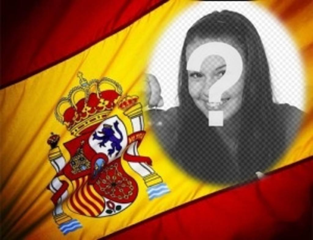 Fotomontage, um das Foto in den Hintergrund der Flagge von Spanien..
