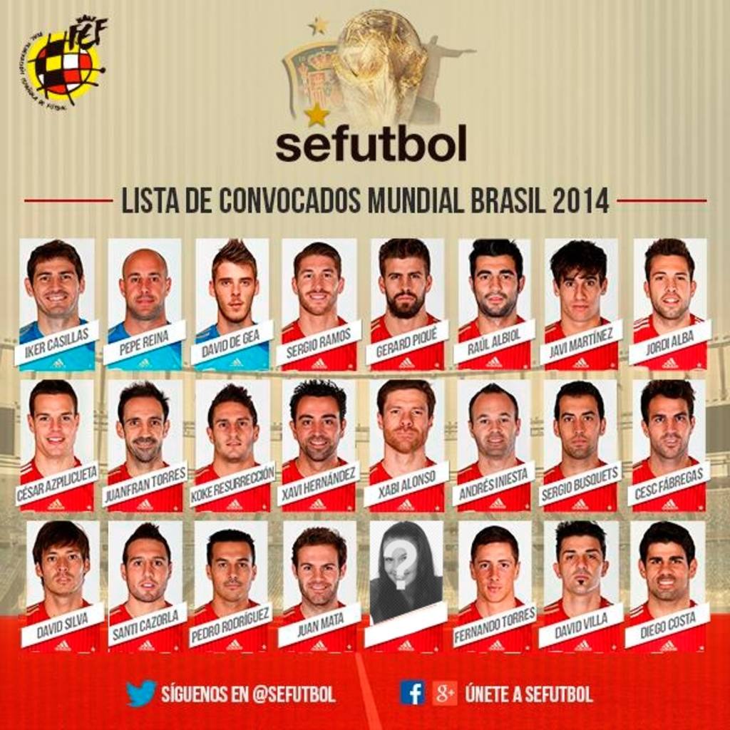 Fotomontage von der Spanien-Kader für die Weltmeisterschaft Brasilien 2014 ..