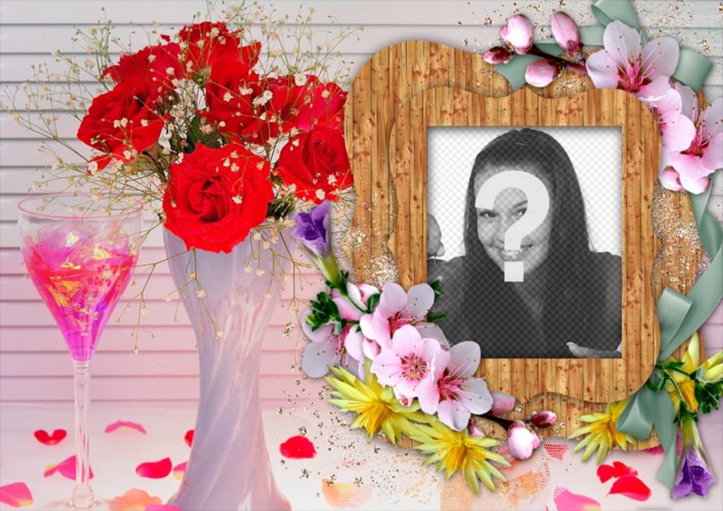 Fotorahmen mit bunten Blumen. ..