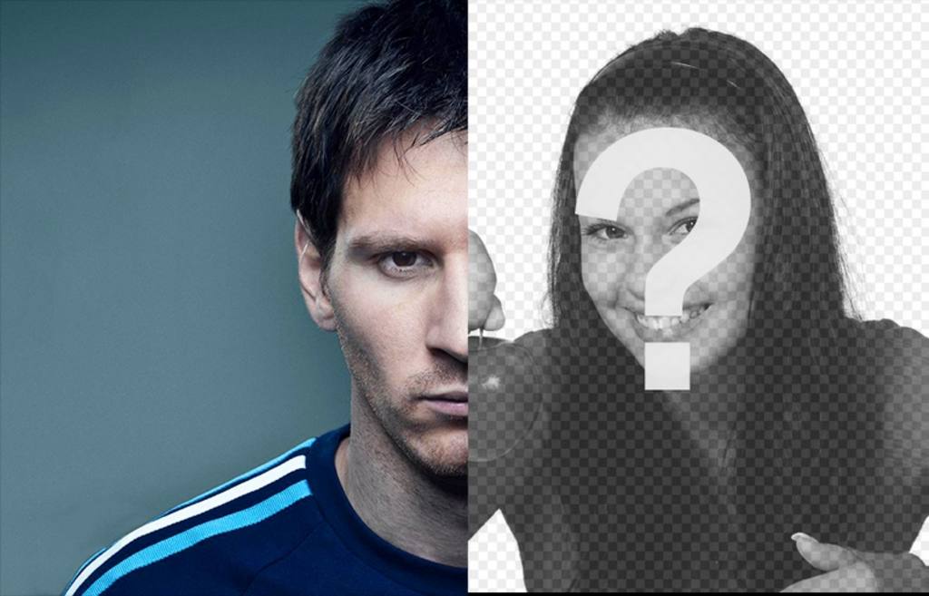 Erstellen Sie eine Fotomontage mit dem halben Gesicht Messi rivalisierenden Ihnen zu der gegenüberliegenden Seite. ..