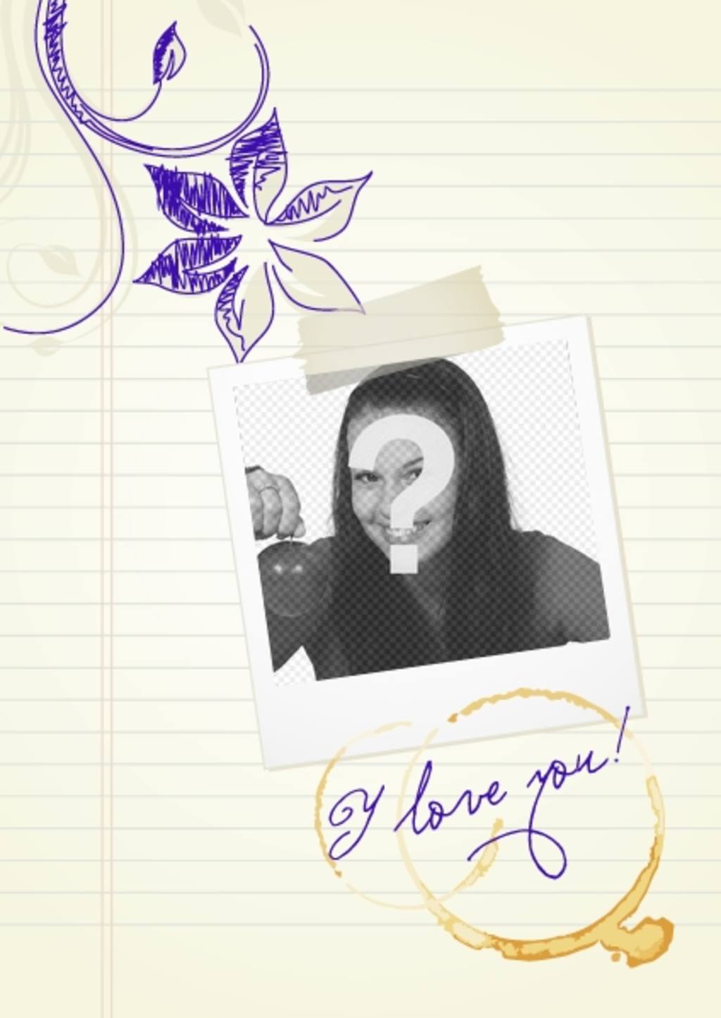 Bilderrahmen, um das Bild von dir oder deiner Liebe polaroid Art auf gemusterten Schicht..