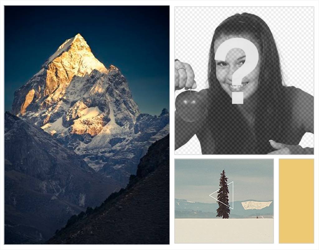 Indie Rahmen mit Collage der Winter mit Schnee Berge und Landschaften. ..