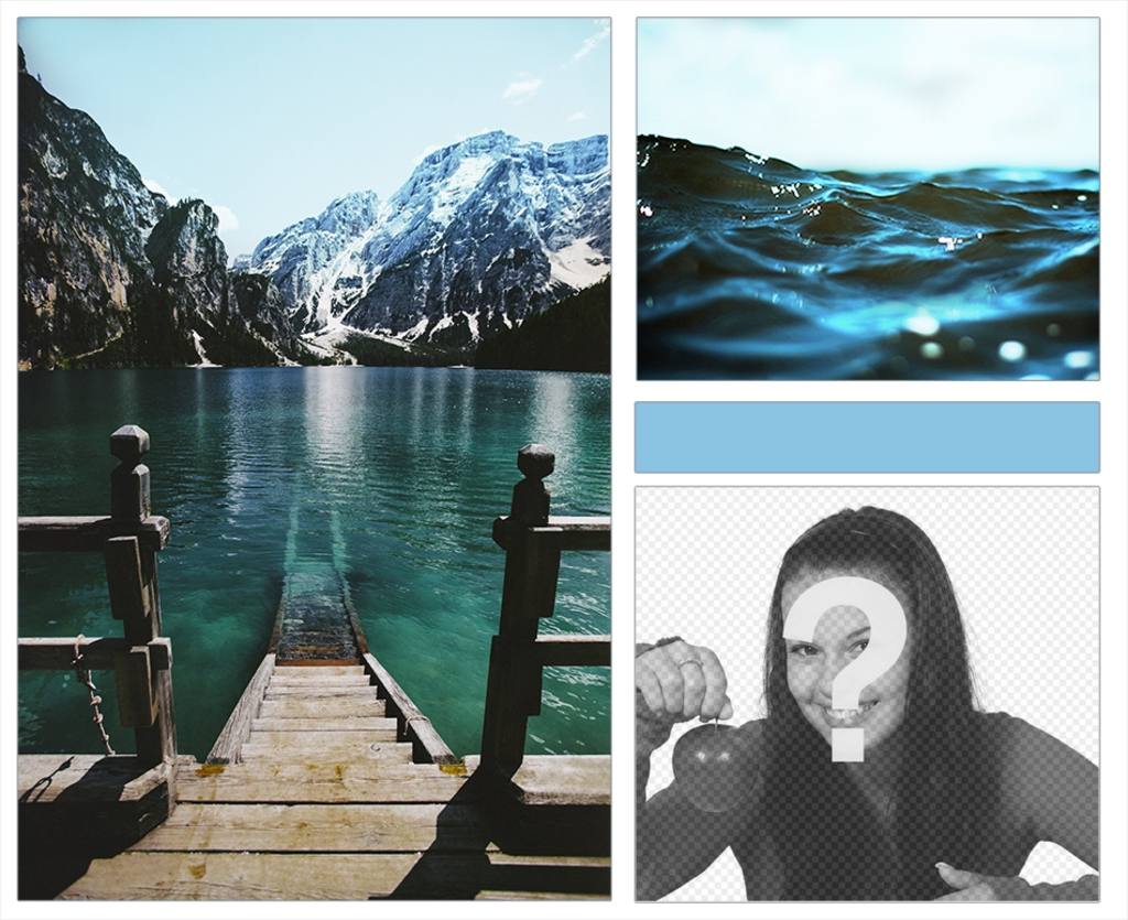 Collage von See, Bergen und Meer mit einem modernen Touch. ..