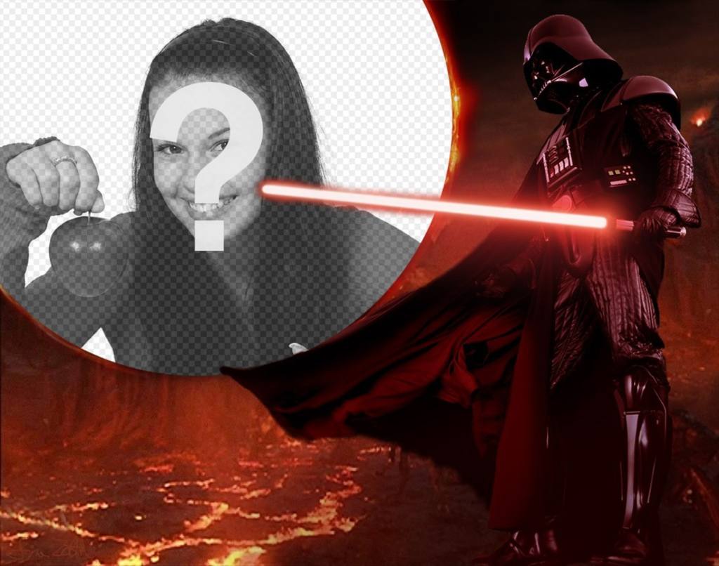 Fotomontage von Star Wars mit Darth Vader von Lava umgeben. ..