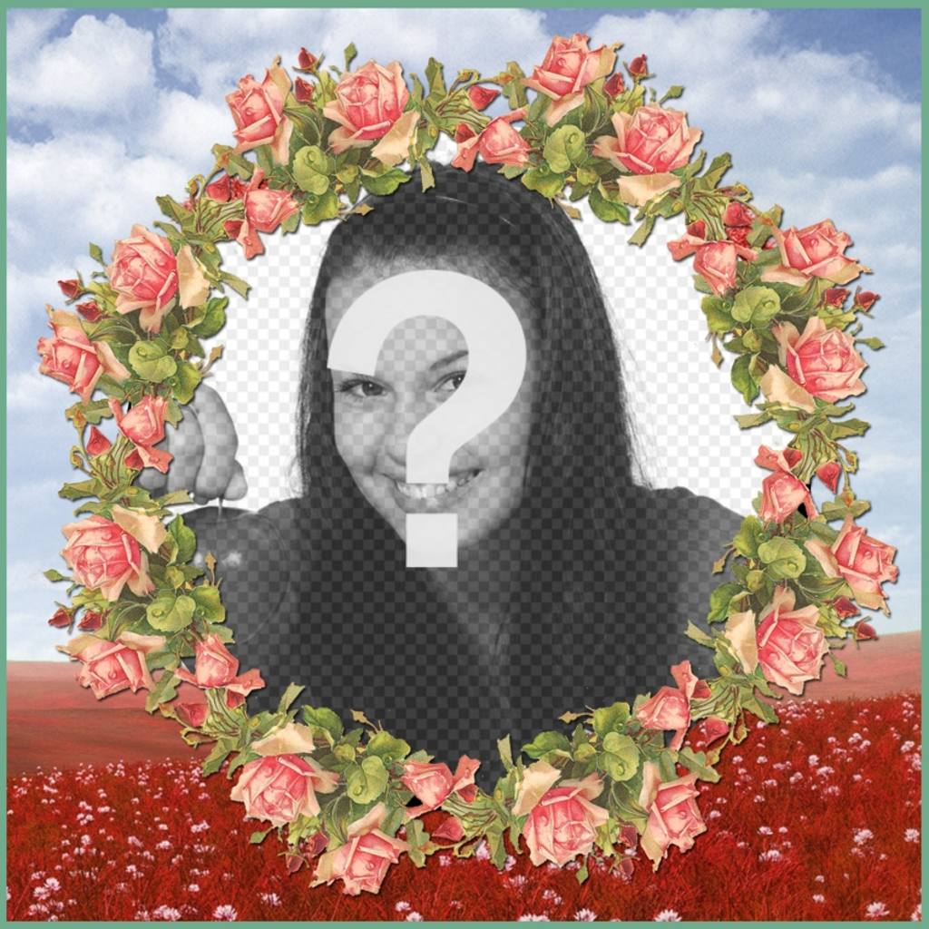 Fotorahmen mit einer Illustration von rosa Blumen für Ihre Fotos. ..