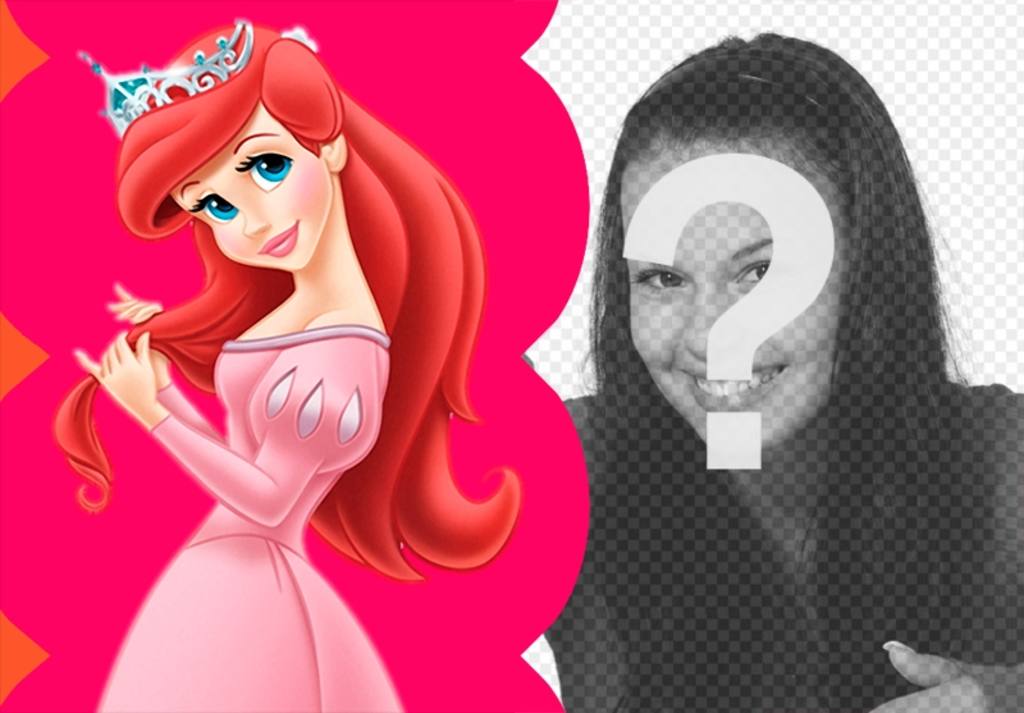 Collage gekleidet Prinzessin Ariel, die ihr Haar mit seiner Krone. ..