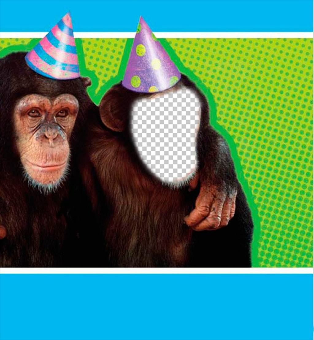 Fotomontage mit einem Affen mit Partei Hut gekleidet. ..