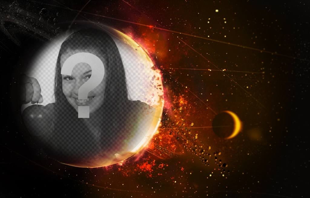 Spezielle Fotomontage mit einem Planeten ..