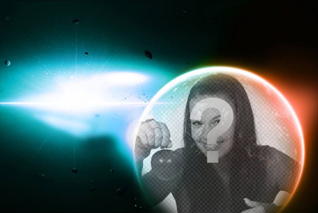 Sonder Collage, Ihr Foto auf einem Planeten ..