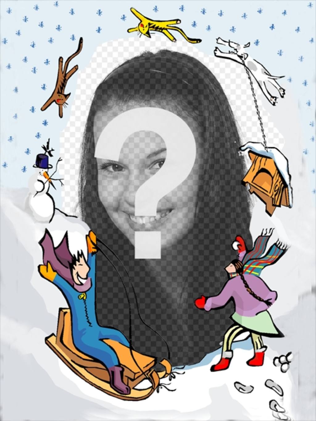 Fotorahmen: Party im Schnee, um ein Foto in den Hintergrund zu..