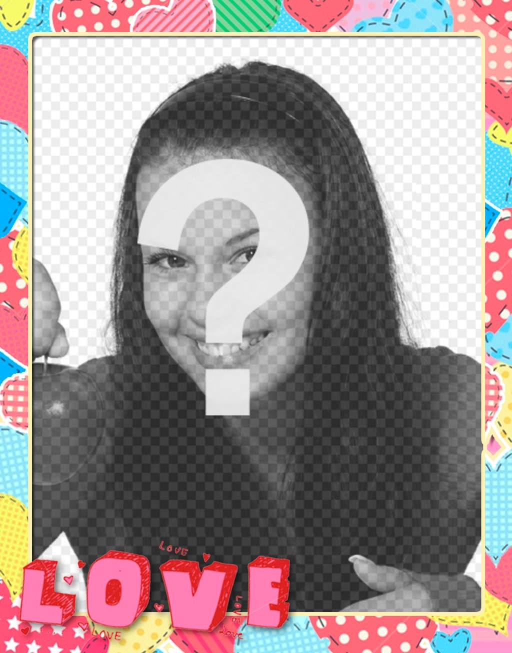 Herz Fetzen Fotorahmen mit dem Wort Liebe. ..