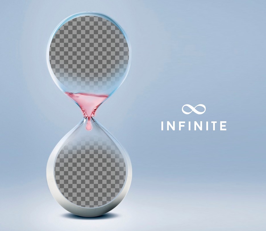 Romantische Collage mit zwei Fotos und der Text unendlich. ..