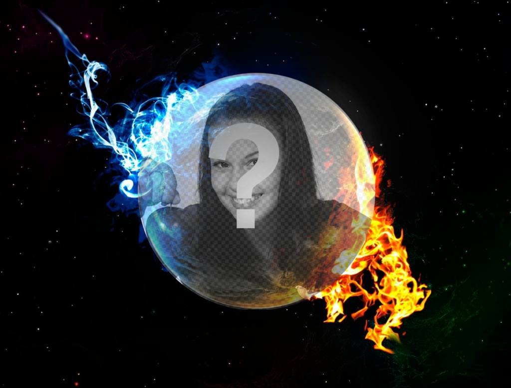 Online Collage von einem Planeten mit rotem und blauem Licht für Ihre Fotos. ..