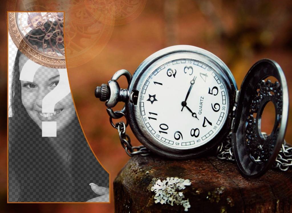 Erstellen Sie ein Vintage-Stil-Collage mit einer Taschenuhr. ..