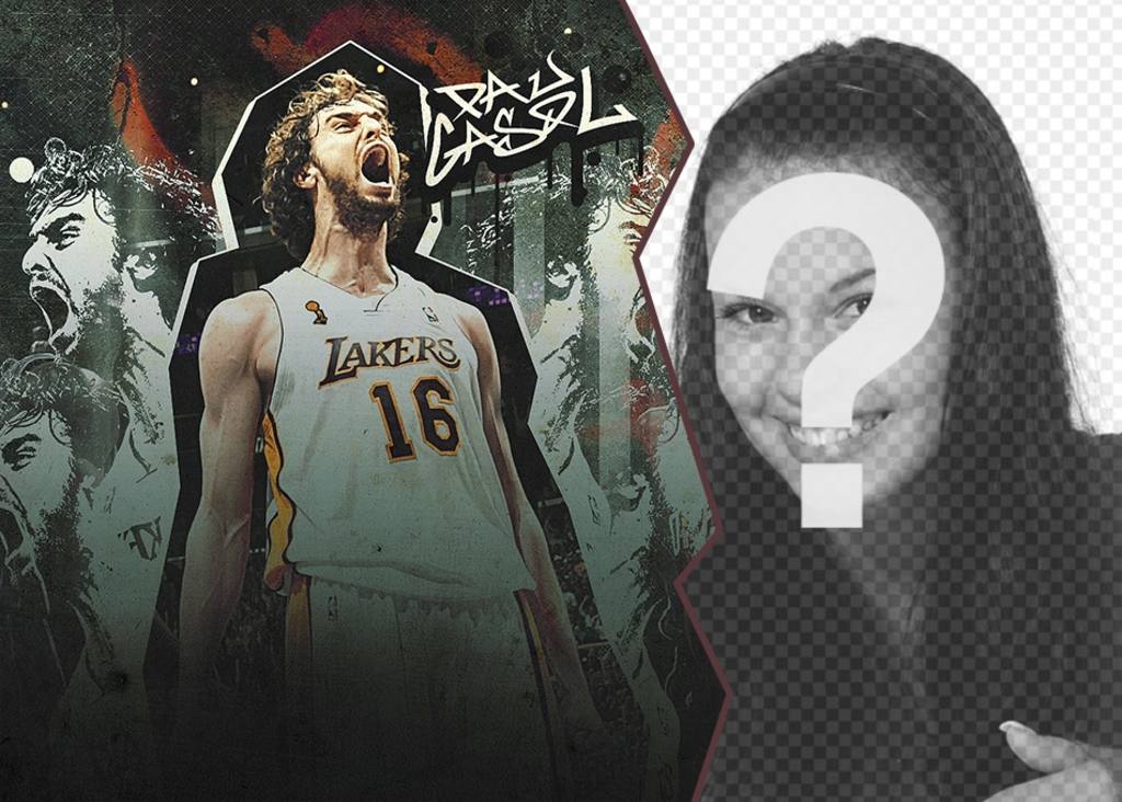 Fotomontage mit Basketball-Spieler Pau Gasol. ..