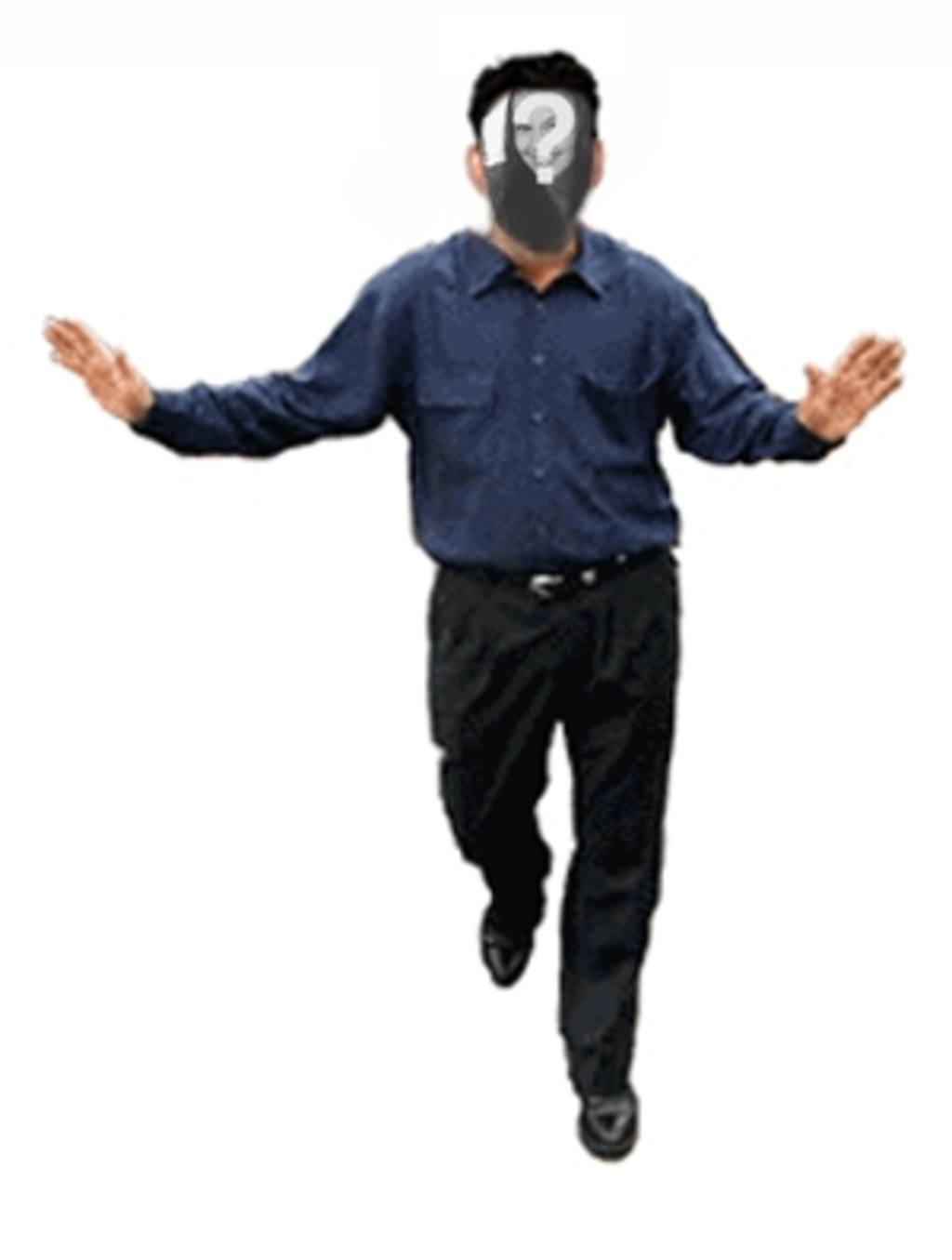 Animation eines Mannes tanzen, um Ihr Bild auf Ihr Gesicht..