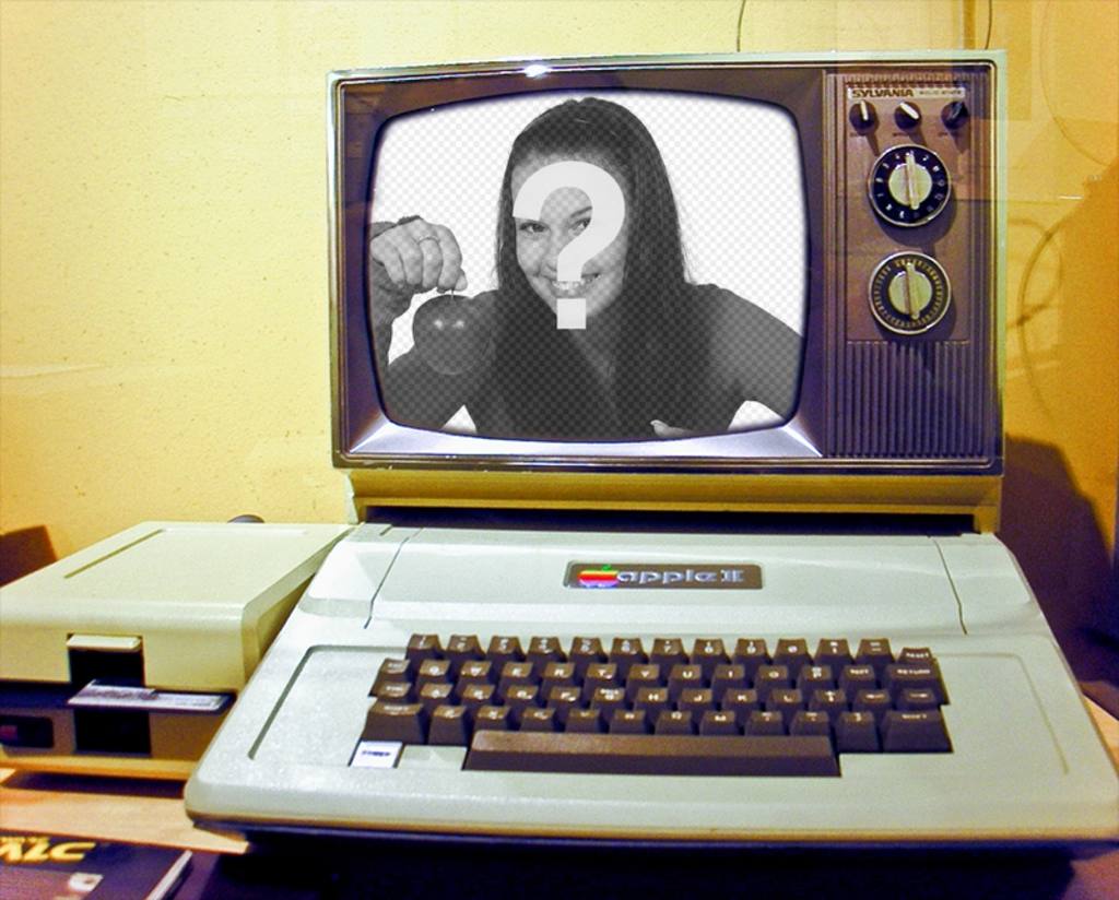 Fotomontage mit einem alten Computer. ..
