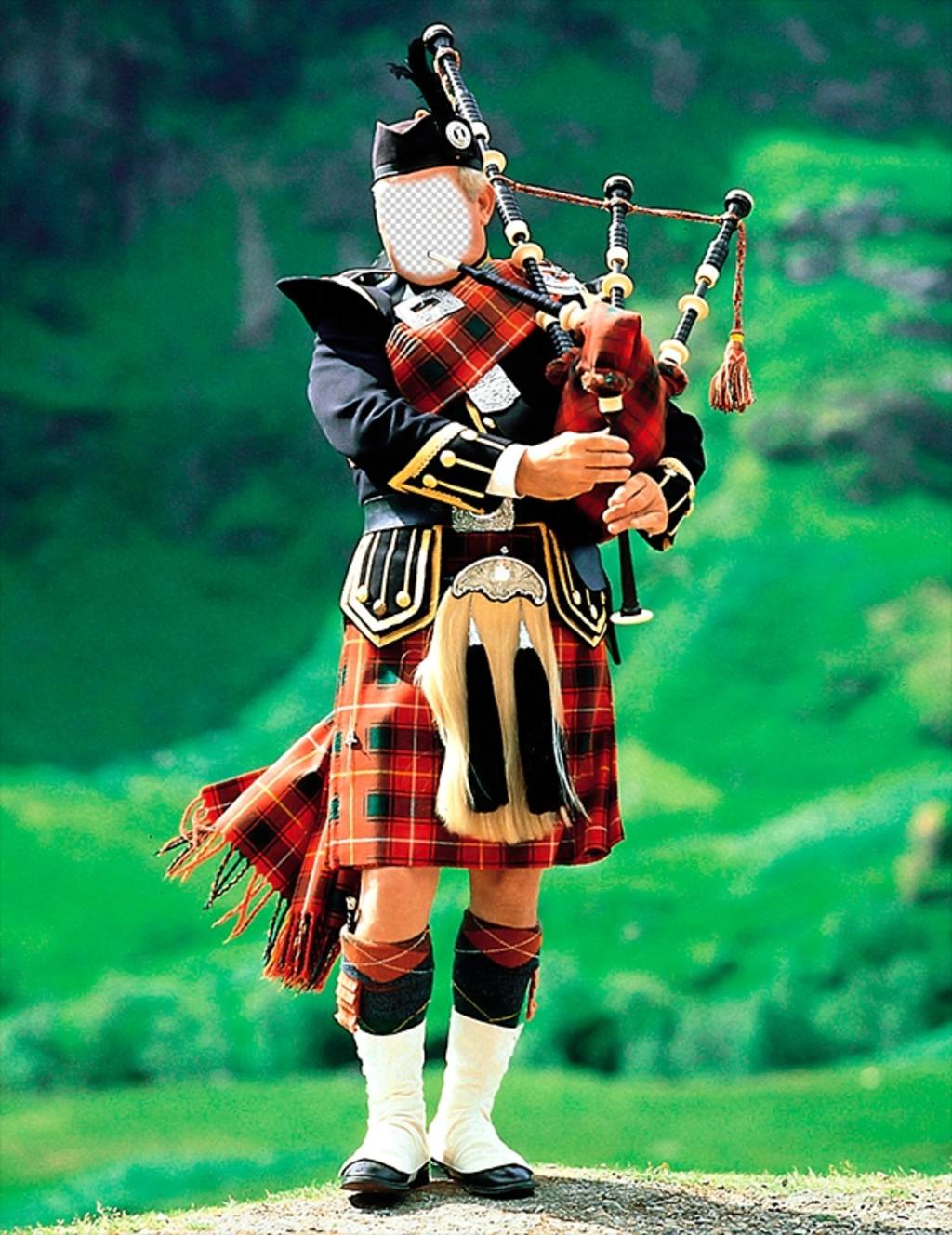 Fotomontage mit einem typischen piper Scottish Ihr Gesicht hinzufügen ..