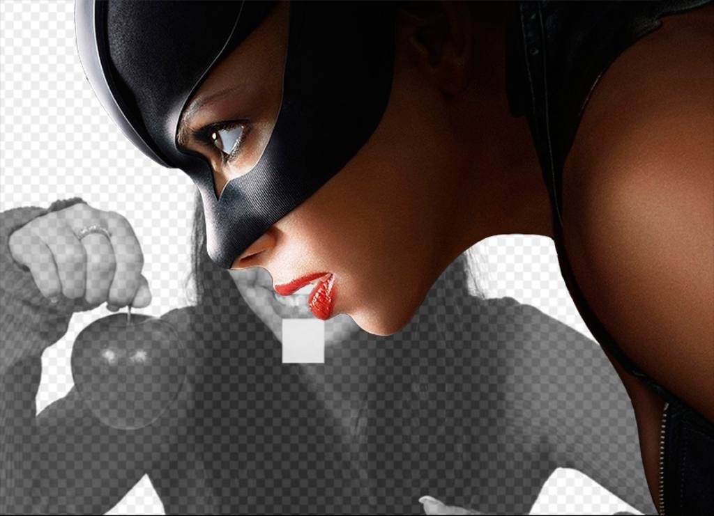 Catwoman Fotomontage, ein Bild neben sie setzen. ..
