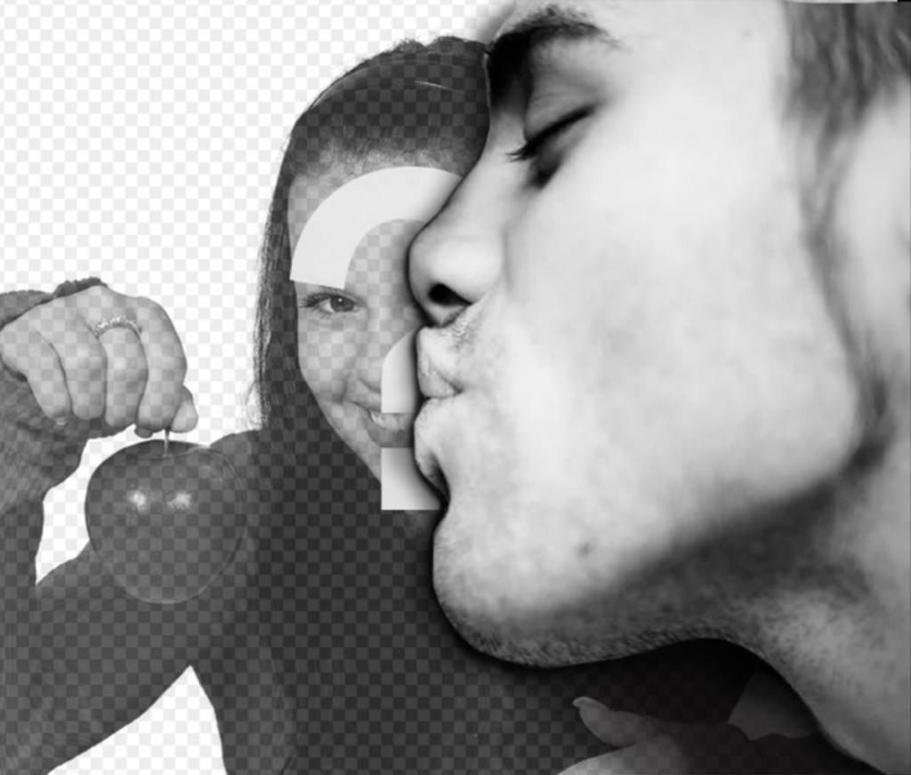 Fotomontage eines Jungen küssen ..