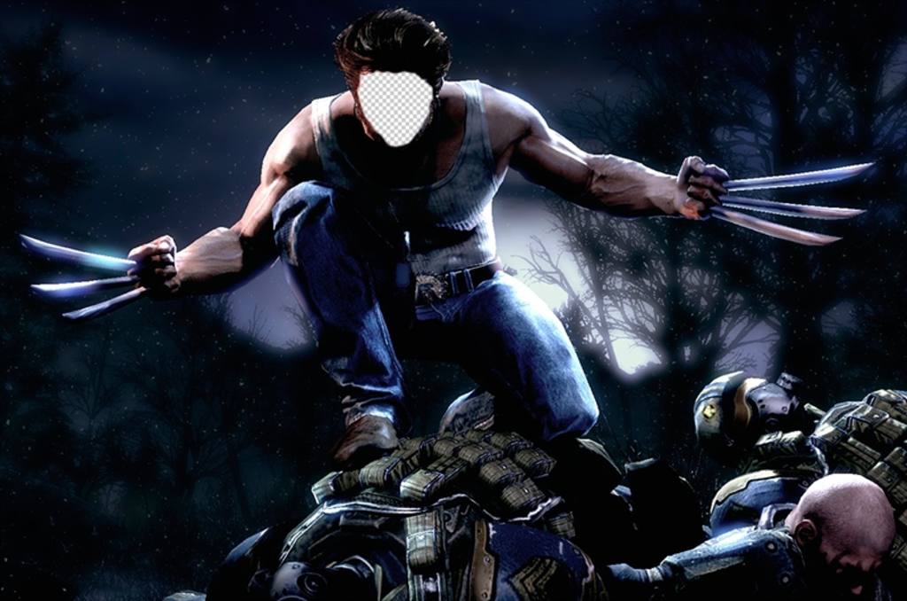 Fotomontage von Wolverine Angriff, bei dem Sie Ihr Gesicht ..