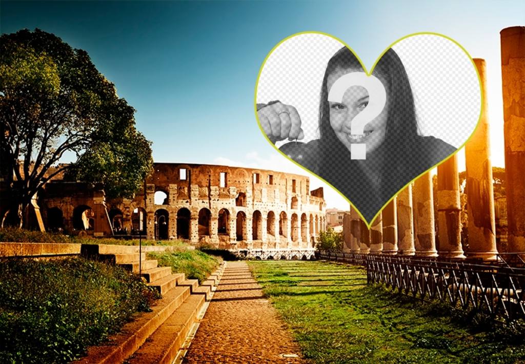 Postkarte mit einem Hintergrund des Amphitheaters in Rom für Ihr Foto ..