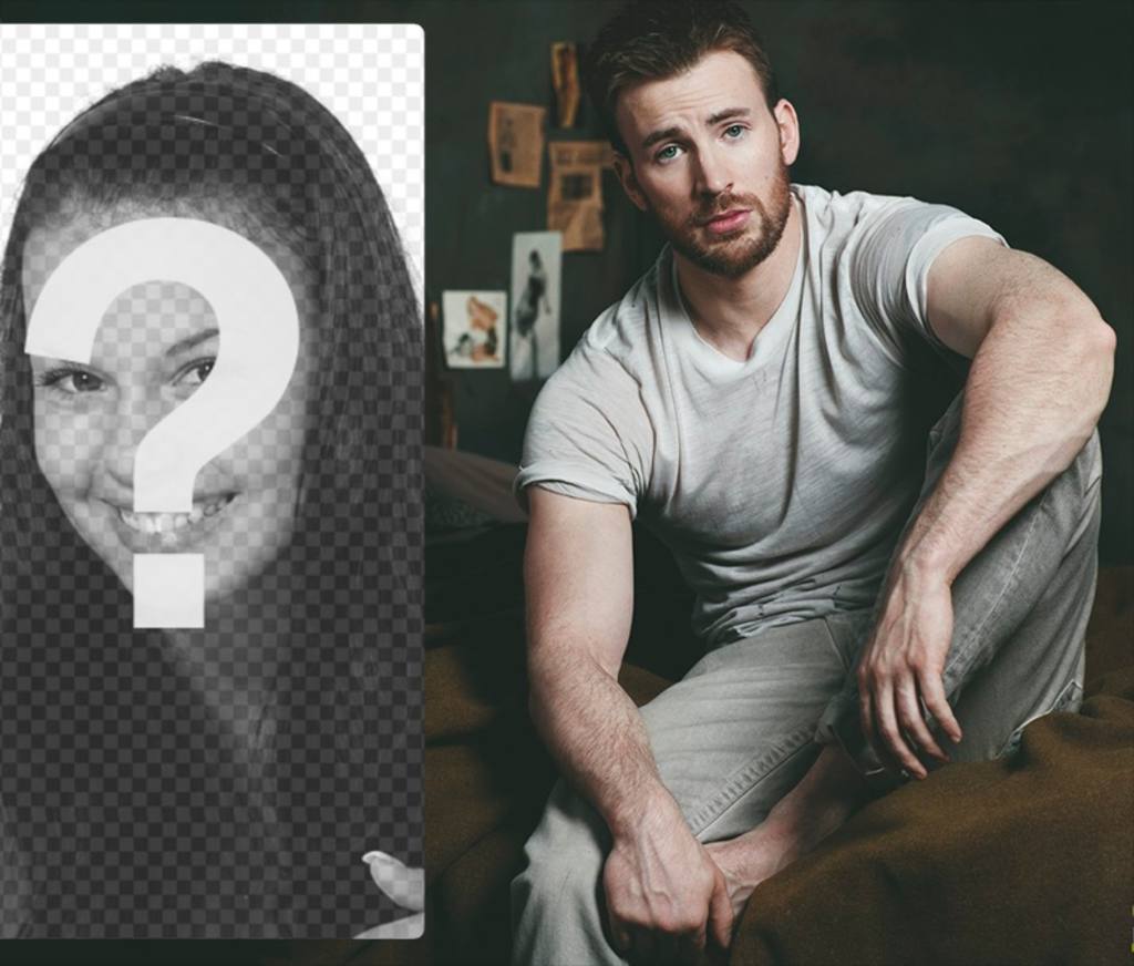 Setzen Sie Ihr Bild neben Chris Evans sitzt. ..